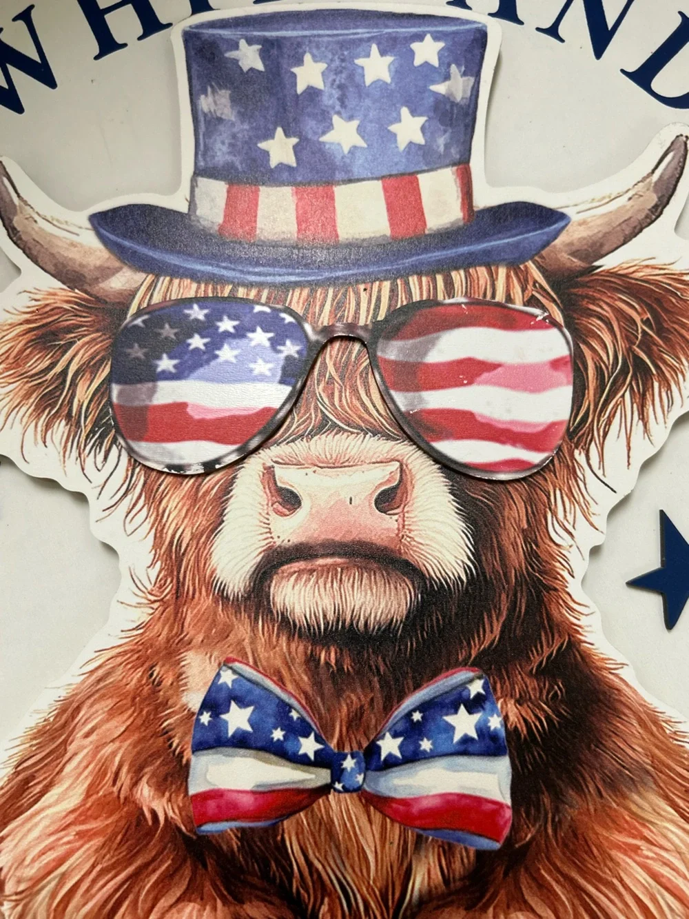 Hobby Lobby Patriotic Red White and Blue Cow Wall Sign - Read
